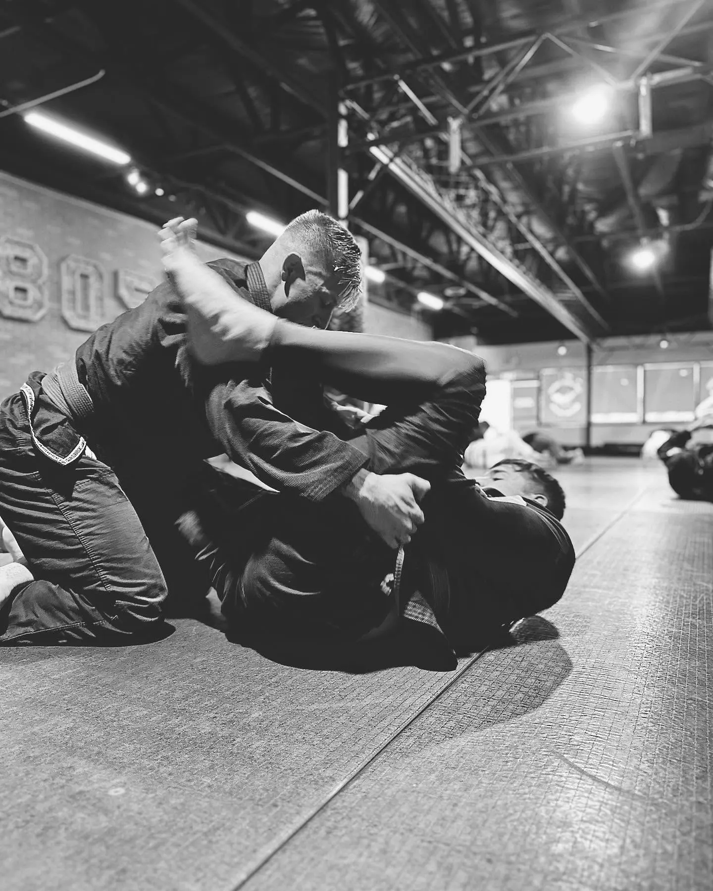 Two adults working from the clinch during a no-gi round at 805 Combat Sports in Simi Valley