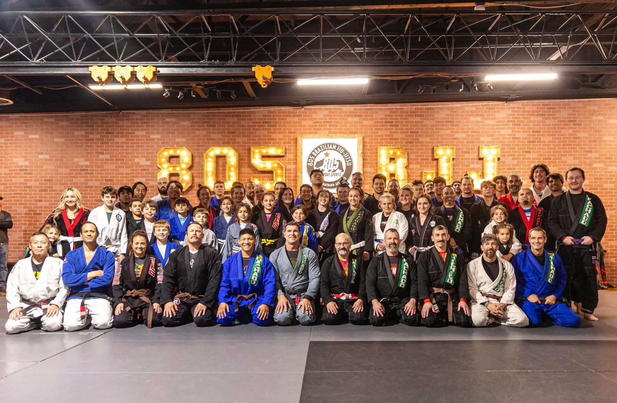Students of all ages and belt ranks gathered for a group photo at 805 Combat Sports in Simi Valley