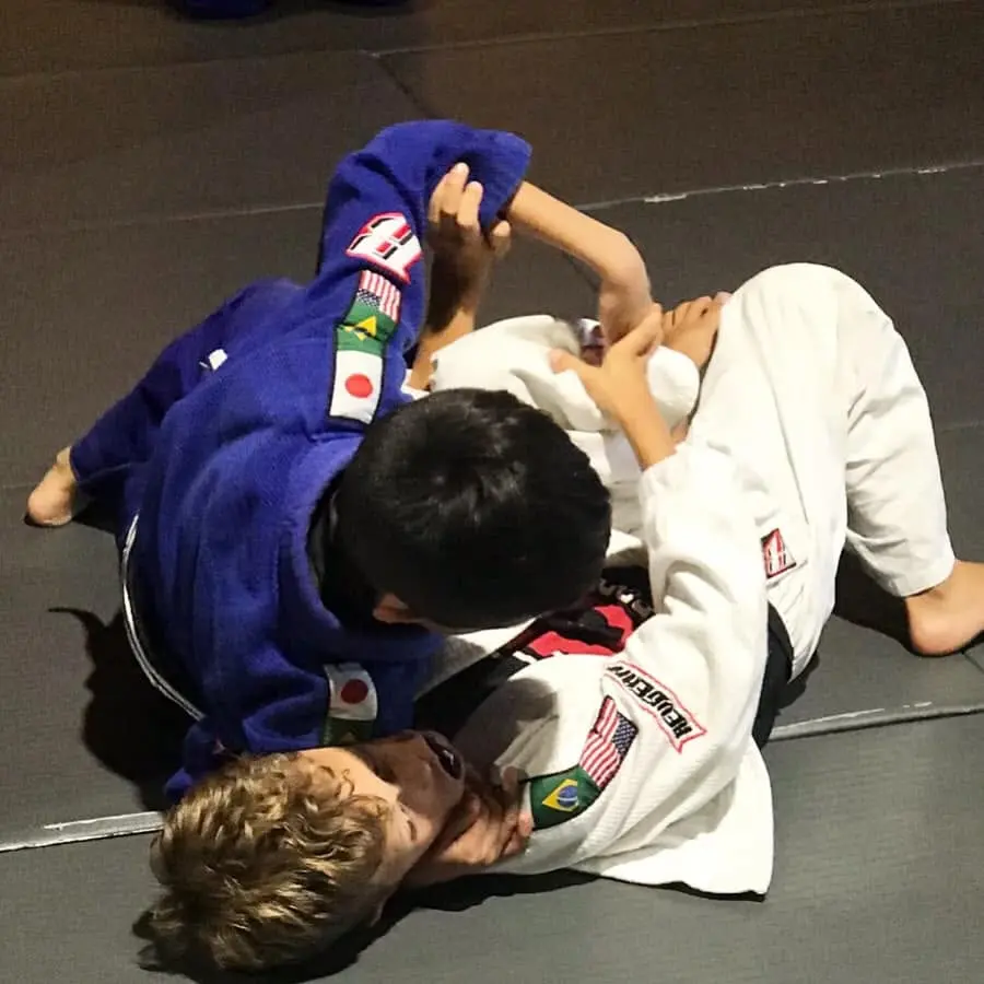 Youth students drilling Brazilian Jiu-Jitsu positions at 805 Combat Sports in Simi Valley